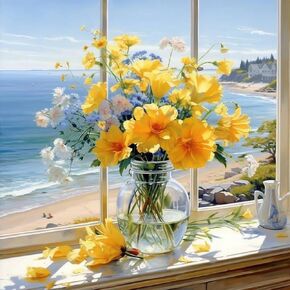 PRASIO Paint by Numbers Kit for Adults Beginner, Flowers Adult Paint by Number Kits on Canvas, DIY Acrylic Watercolor Oil Paint by Number for Adults for Home Decor Gift 16x16 Inch