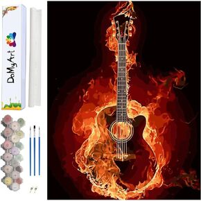 DoMyArt Paint by Number Kit On Canvas for Adults Beginner DIY Acrylic Painting Guitar Music 16X20 Inch in Kuwait