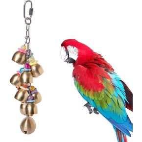 Sweet Secret Large Parrot Toys with Bells - Chewing Bell Bird Toy and Bird Chew Toys with Colorful Flower Blocks, Parrot Toys Suitable for Medium and Large-Sized Parrots, Cockatoo & African Grey