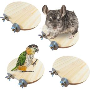 Hamiledyi 4 Pcs Natural Wood Hamster Stand Platform Rat Activity Playground Chinchilla Cage Accessories with Stainless Steel Washers for Bird, Parrot, Mouse, Gerbil and Dwarf