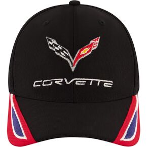 Concept One Chevrolet Baseball Cap, Corvette Logo Flex Fit Baseball Hat with Curved Brim, Black, One Size