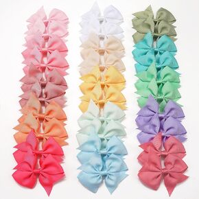 30PCS Baby Girls Hair Bows Clips, 15 Colors Grosgrain Ribbon 3.5inches Hair Bows Alligator Clips, Pigtail Hair Bows Hair Accessories for Girls Toddlers Kids Children In pairs