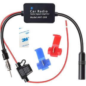 12V Car Antenna Booster, Amplify Signal & Reduce Noise AM FM Radio Antenna Amplifier for Car Stereo, Universal Vehicle Truck SUV Car Audio Radio Stereo Media Head Unit Receiver