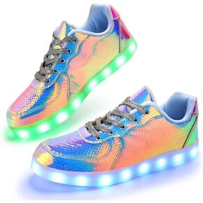 Padgene Women's Men's LED Lights Up Shoes Unisex Luminous Flashing Trainers USB Charging Lace Up Couples Dancing Shoes