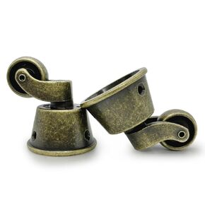 Swivel Caster Wheels Cup Type Solid Brass Castor for High Load Capacity Furniture, Universal Wheel Castors for Armchairs, Sofas, Beds, Antique Polished,φ1.77" / 45mm, Brown 2 PCS