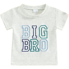 VISGOGO Brother Matching Outfit Short Sleeve BIG BRO T-Shirt Tops LIL BRO Rompers Baby Boys Clothes Shirts
