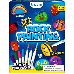 Skillmatics Rock Painting Kit - Mess-Free Art & Craft Activity for Girls & Boys, Craft Kits & Supplies, DIY Creative Activity, Gifts for Kids Ages 4, 5, 6, 7, 8, 9, 10, 11,12