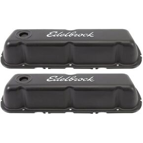Edelbrock 4603 Signature Series Valve Cover Ford 289-351W Chrome w/Black Finish
