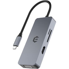 TOTU USB C Hub with 4K HDMI Output, VGA, SD/TF Card Reader, 2 USB 3.0 for Pro/Air Pro Dell Huawei Surface Pro 8/7 und Andere Type C Devices