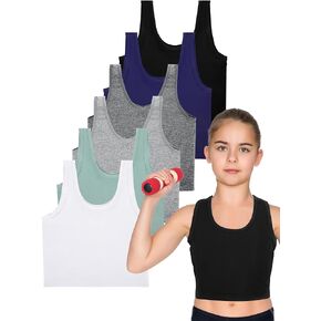 Bencailor 6 Pcs Girls Crop Top Cropped Tank Tops Camisole Sleeveless Dance Top