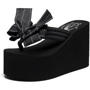 Womens Platform Wedge Flip Flops Chunky High Heel Sandals Summer Beach Thong Heeled Sandal Slippers for Women