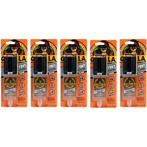 Gorilla 2 Part Epoxy, 5 Minute Set, .85 ounce Syringe, Clear, (Pack of 5)