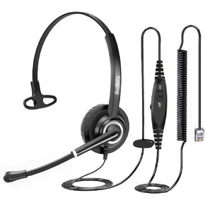 Telephone Headset with Microphone Noise Canceling for Office Landline Deskphone, with Mic Mute Volume Controller, Mono RJ9 Phone Headset for Call Center Avaya Polycom Nortel