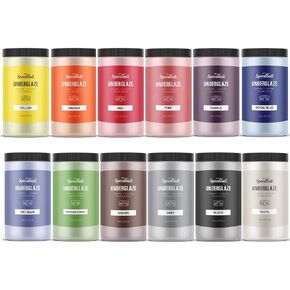 Speedball Underglaze 12-Color Underglaze Set, Deluxe School Pack, 16 Ounce Jars