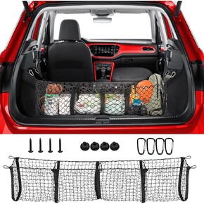 شبكة شحن لسرير الشاحنة، شبكة شبكية مرنة عالمية، حقيبة صندوق ملحقات داخلية لتخزين 4 جيوب شبكة بضائع مع خطافات معدنية (47.2 * 11.8 بوصة) in Kuwait