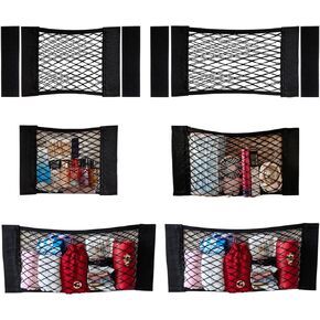 6 PACK Mesh Cargo Net Trunk Cargo Net Wall Sticker Organizer Pouch Bag Elastic Mesh Net with Tape Stickers for Car Trunk Storage Mesh Storage Holder for Kitchen Cabinet,Closet Organize