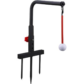 Shappy Golf Swing Trainer Metal Golf Practice Swing Groover Golf Swing Training Aid with Height Adjustment for Hitting Training Golf Accessories, Red