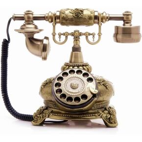 TelPal Retro Vintage Antique Style Corded Rotary Dial Desk Telephone Phone Home Office Decor Classic Vintage Old Fashion Landline Phones