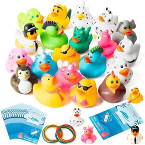 60PCS Cruise Duck Tags Kits Multi-Colored Rubber Ducks for Cruise Ships Cruise Ducks for Hiding with Tags Carnival Cruise Line Gold Sailing Card Cruising Ducks Passport Card Rubber Bands