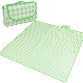 80" x 80" Outdoor Picnic Blanket, Oversized Compact Beach Mat, Extra Large Sandproof Waterproof Mat， Portable and Lightweight Blankets for Grass, Beach, Travel, Camping, Concert, Handy Tote (Green)