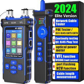 NF-8508 Network Cable Tester with Optical Power Meter 10mw Visual Fault Locator,POE/NCV/RJ11 RJ45/CAT5 CAT6 Cable Toner Ethernet Tester,Length Measurement,Fiber Find Fault Test Phone Line Tracer