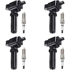 Ignition Coil Pack with Iridium Spark Plug UF670 C1816 2.0L 2.3L L4 Compatible with Ford Land Rover Lincoln Edge Escape Explorer Focus Fusion MKC Set of 4