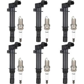 ECCPP UF270 6 ignition coils wilth 6 iridium Spark Plugs,for Mitsubishi Raider 4.7L 2006-2007,for Raider 3.7L 2006-2009,for Jeep Liberty 3.7L 2002-2008,for Cherokee 5.7L 2007 UF399 UF297 UF270