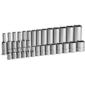 Capri Tools 1/4 in. Drive 12-Point Shallow and Deep Socket Set, SAE, 3/16 to 9/16 in, SAE, 20-Piece