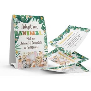 1 Adopt a Animal Sign & 10 Animal Adoption Certificate Set, Adopt An Party，Children birthday party, Classroom Parties/020B