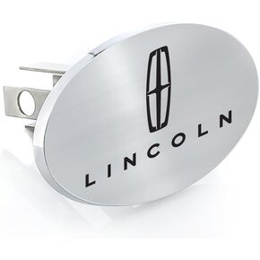 Lincoln Metal Trailer Hitch Cover Plug with Lincoln Logo and Script (1.25 Inch Post)