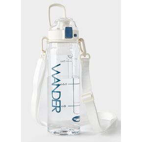 WANDER 30oz BPA Free Plastic Water Bottle Sports Reusable Bottle with Leak-Proof Lid Carry Strap, for Gym Fitness Outdoor