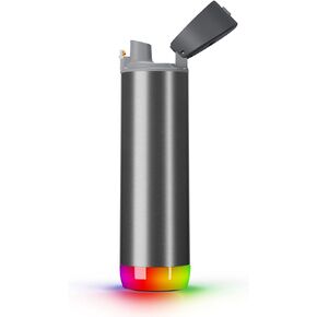 Hidrate Spark PRO Smart Water Bottle – Tracks Water Intake with Bluetooth, LED Glow Reminder When You Need to Drink – Chug Lid, 21oz, Brushed Steel