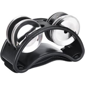 Foot Tambourine, 3 Colors Foot Tambourine with Steel Jingles for Drum Accessory Instrument(Black)