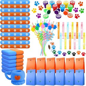 Dog Paw Party Favors for Kids, 97PCS Paw Print Party Supply Set for for Goodie Bag Filler, Treasure Box, Classroom Rewards, Carnival Prizes, Pinata Stuffers, Christmas gifts for Boys and Girls