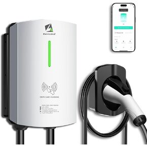 Level 2 EV Charger, 40Amp 240V Smart Home Electric Car Charger Use Swipe Card or APP to Start with NEMA 14-50 Plug, 24.6 Ft Cable