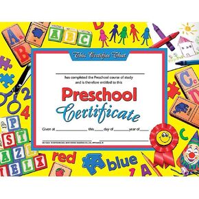Hayes Preschool Certificate, 8.5" x 11", Pack of 30