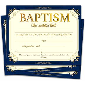 Baptism Certificates for Church, Elegant Border Baby Dedication Certificates with Baby Christening, Vintage Baptism Gifts for Baby Boys Baby Girls Kids, 25 Pcs Baby Shower Baby Baptismal Award -15 in Kuwait