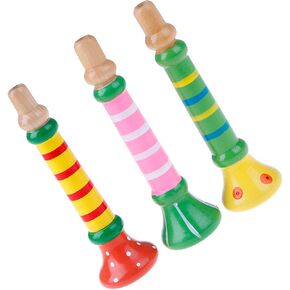 3Pcs Wood Musical Instrument Toys Small Buglet Wooden Vertical Whistle Small Speakers Trumpet Toy Children Toy(Random)