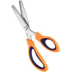 Pinking Shears for Fabric Cutting, 9 Inch Zig Zag Scissors, Professional Sewing Pinkg Shears Zigzag Scissors Crinkle Scissors, Scrapbook Scissors Decorative Edge (Orange), SE003