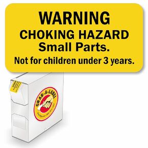 SmartSign "Warning Choking Hazard Small Parts. Not for Children Under 3 Years" Labels - Pack of 750 Labels in a Dispenser Box | 0.5" x 1" Semi-Gloss Paper with Permanent Adhesive