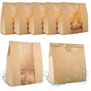 30 Pcs Bread Bags for Homemade Bread With Window Sourdough Paper Bread Bags.(13.7x8.2x3.7 in),Packagingand Storage of Baked Goods Suitable for Bakers.Package includes 30 Cute Sealing Stickers (30)