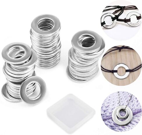 50 قطعة 12 مم من الفولاذ المقاوم للصدأ، غسالات مستديرة فضية لعلامات مجوهرات سوار مشابك السيارات (12 مم) in Kuwait