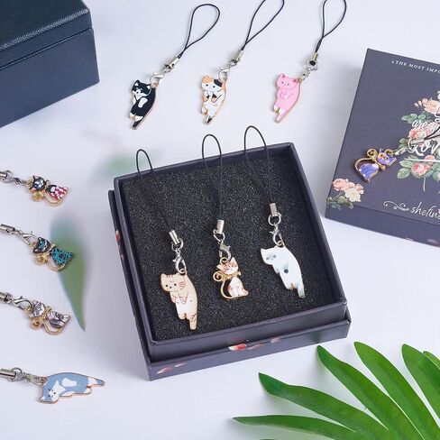 12pcs Cat Keychain Pendant, Cat Charm for Mobile Phone, Cat Keychain Accessories, for Jewelry Making Accessories Handmade Decoration, Length About 90~100mm in Saudi Arabia