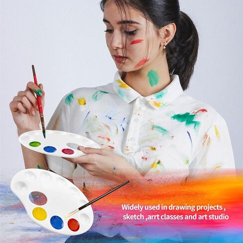 30 عبوة من لوحات صينية الطلاء، لوحة طلاء بلاستيكية مع فتحة إبهام، منصات طلاء بيضاوية للبالغين أو الطلاب لصف الرسم الحرفي in Kuwait