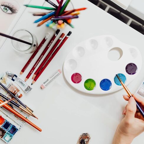 30 عبوة من لوحات صينية الطلاء، لوحة طلاء بلاستيكية مع فتحة إبهام، منصات طلاء بيضاوية للبالغين أو الطلاب لصف الرسم الحرفي in Kuwait