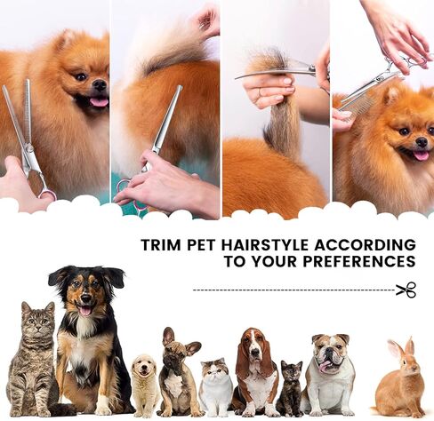 لوازم العناية بالقطط، مقص للعناية بالكلاب من الفولاذ المقاوم للصدأ 4CR، مقص للكلاب 6 في 1 للتزيين برأس مستدير آمن، مقص للعناية بالحيوانات الأليفة شديد التحمل للكلاب والقطط والأرانب والحيوانات الأخرى (وردي) in Kuwait