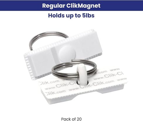 خطافات السقف ClikMagnet العادية - مغناطيسات قوية لتعليق العروض واللافتات والمزيد - مغناطيسات بوزن 5 رطل - عبوة من 20 قطعة، بيضاء in Kuwait