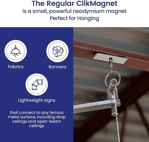خطافات السقف ClikMagnet العادية - مغناطيسات قوية لتعليق العروض واللافتات والمزيد - مغناطيسات بوزن 5 رطل - عبوة من 20 قطعة، بيضاء in Kuwait