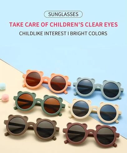 3 Pieces Girls Round Sunglasses UV400 Protection Kids Cute Suglasses for Girls Boys Age 3-12 Beach Outdoor Sports in Saudi Arabia