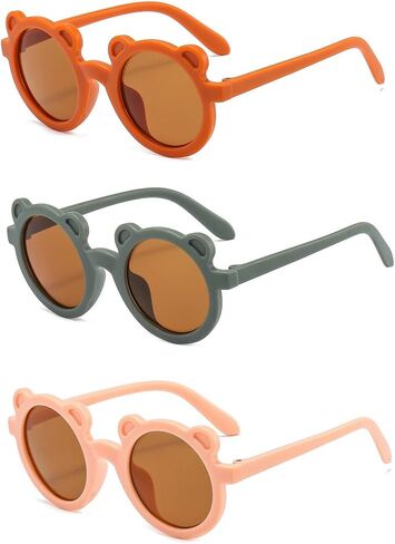 3 Pieces Girls Round Sunglasses UV400 Protection Kids Cute Suglasses for Girls Boys Age 3-12 Beach Outdoor Sports in Saudi Arabia